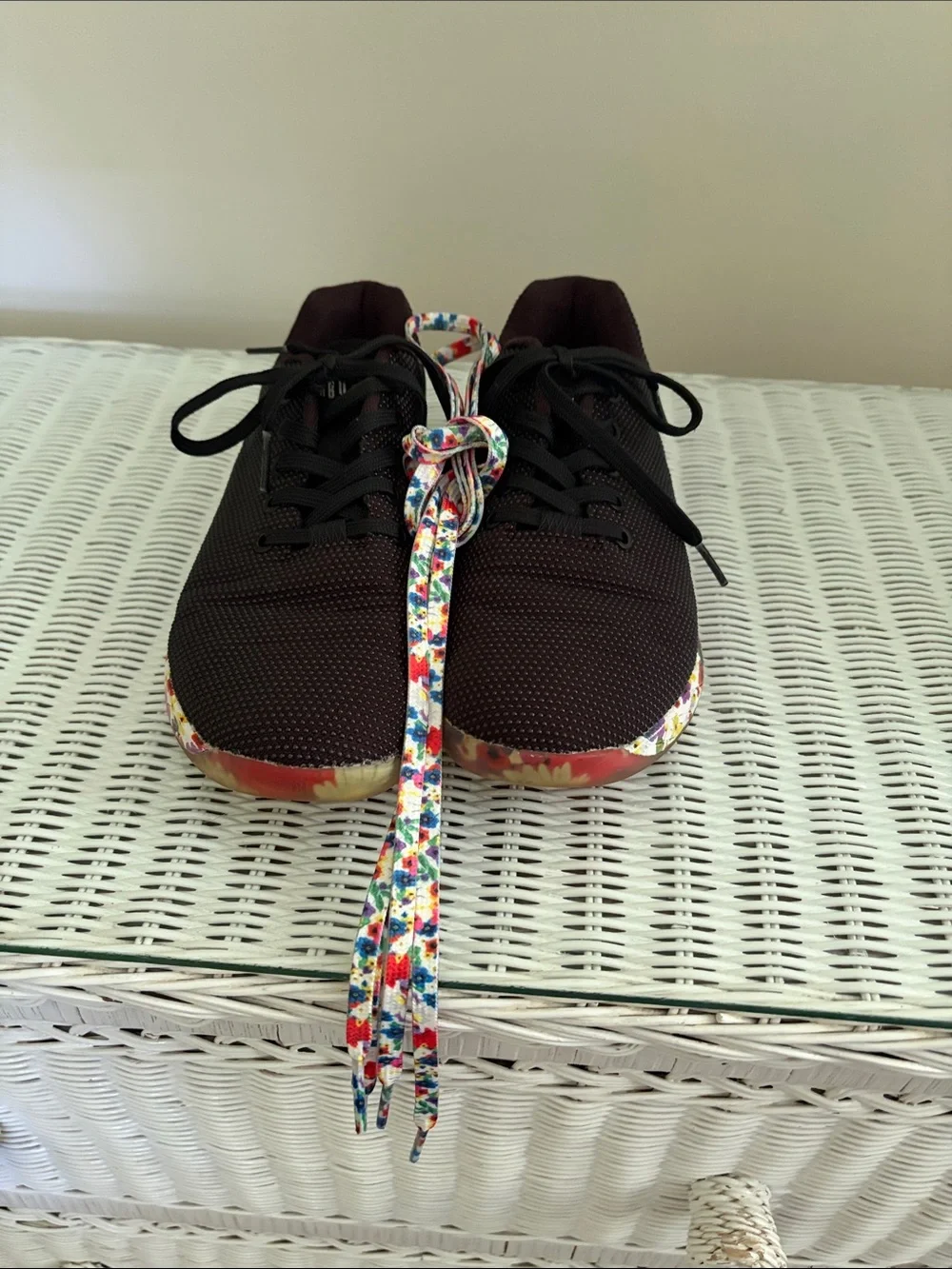 NOBULL Black womens Sneakers with Multicolor Floral Laces - Picture 1 of 9
